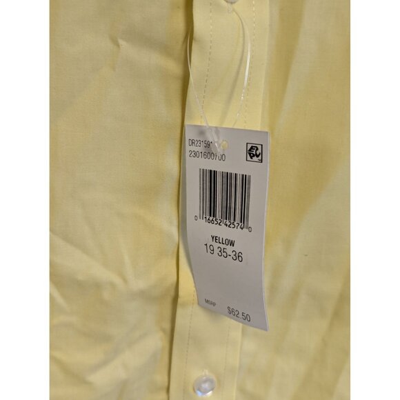 Izod Tall Fit Yellow Button-Down Shirt 19 35/36 All-Over Stretch Recycled Fabric - Picture 6 of 6